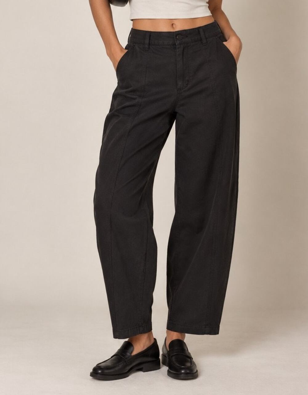 NWT Uniqlo Womens Jersey Barrel Leg Pants M Black Utility 90s Minimalist Scandi